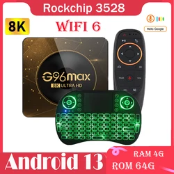 Dispositivo de TV inteligente BLKJ G96 Max, decodificador con Android 13, Amlogic RK3528, 2,4G y 5G, 4GB, 64GB, BT5.0, Wifi6, 4K, 8K, AV1, reproductor multimedia de vídeo