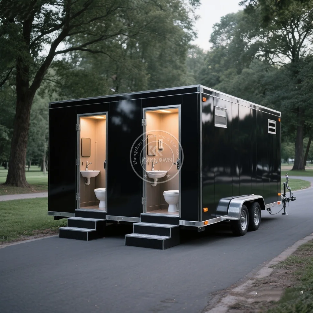 

2 Station Prefab House Portable Toilet Trailer Shower Rooms Outdoor Camping Mobile Toilet Trailer Luxury Restroom Trailer