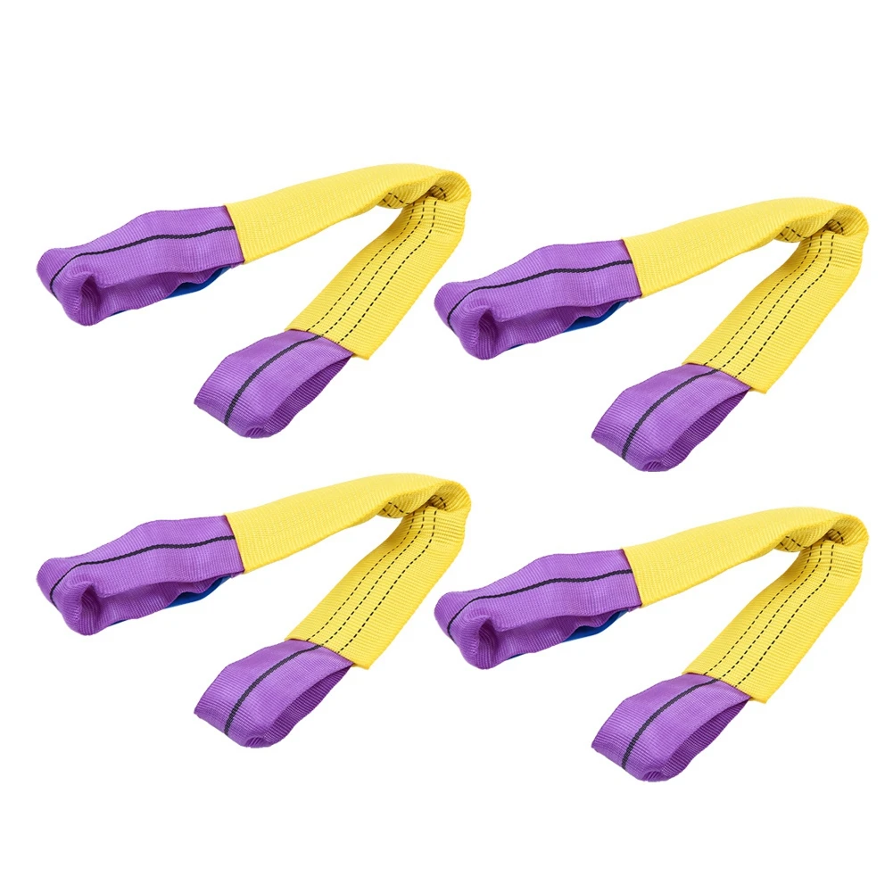 ZK20 4pcs Recovery Alloy Wheel Securing Link Straps Trailer Transporter Yellow/Purple