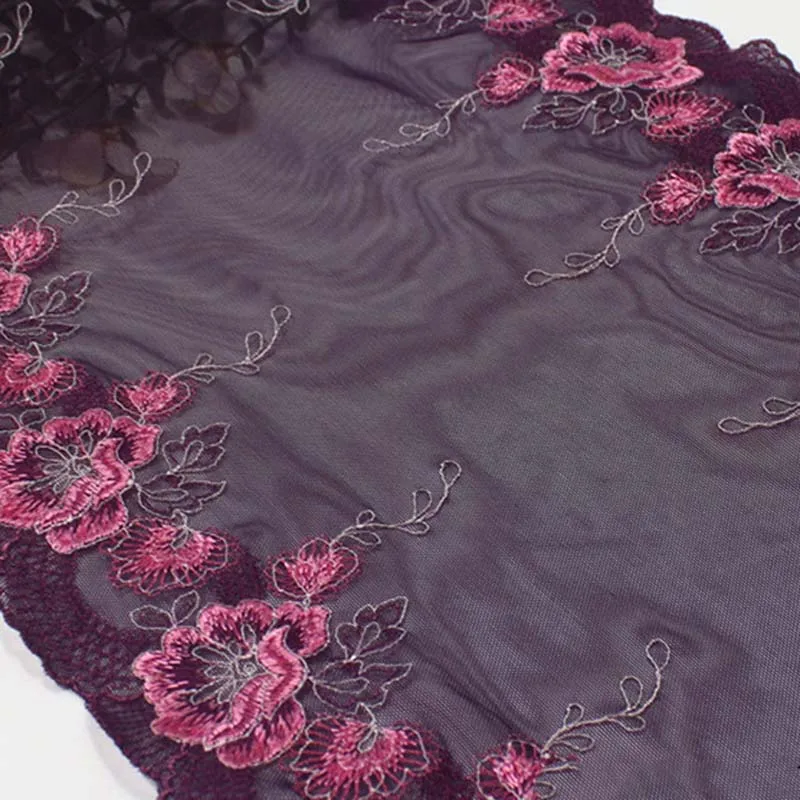 15Yards Two Tones Embroidery Lace Trim Lingerie Sewing Craft DIY Apparel Fabric Underware Garment Accessory