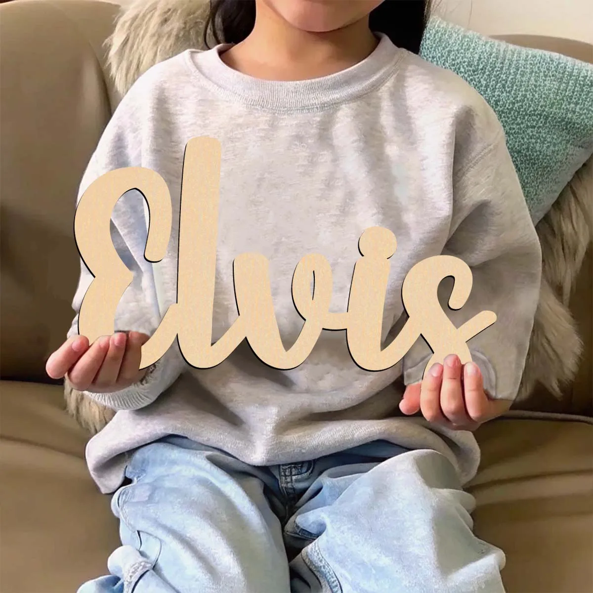 1pc Cute elvis example Customized Text Wooden Decor Laser-Cut Sign Charming Home &Holiday Decor for Front Porch, Yard