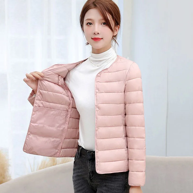 Women Lightweight Down Cotton Jackets 2025 New Collarless Ultralight Quilted Padded Parkas Autumn Winter Thick Warm Outerwear - Image 3