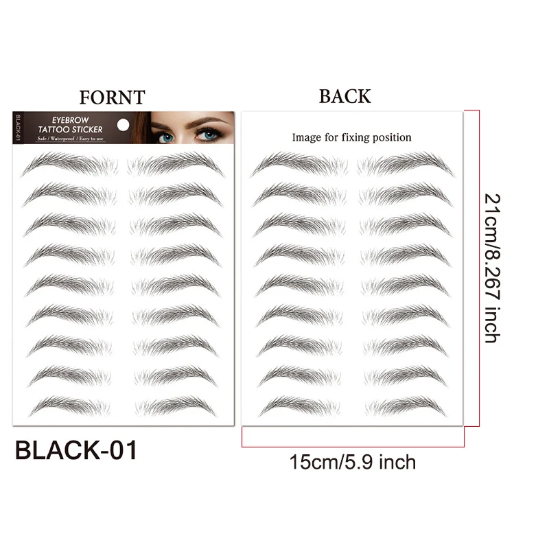 1 Sheet 4D Hair-Like Waterproof Eyebrow Stickers Women Eyebrow Transfers Stickers Grooming Shaping Eyebrow Sticker in Arch Style