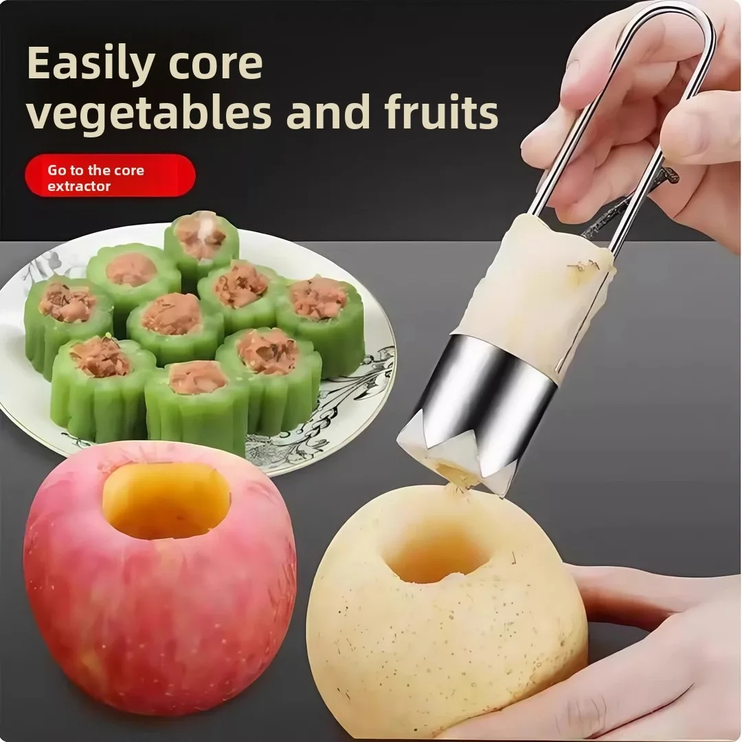 Stainless Steel Vegetable Corer Fruit Core Remover Tool Apple Pepper Corer Easy Kitchen Gadget for Home Cooking & Food Prep - view 2