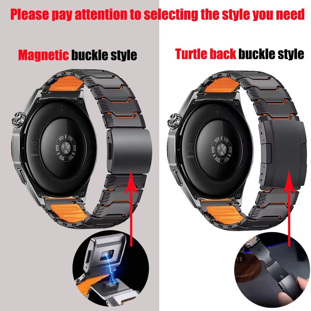 22mm Titanium Rubber Strap For Huawei Watch GT6 Pro GT5 4 3 2 46mm Ultimate 2 Metal Band For Amazfit Cheetah Round/Pro/Balance 2