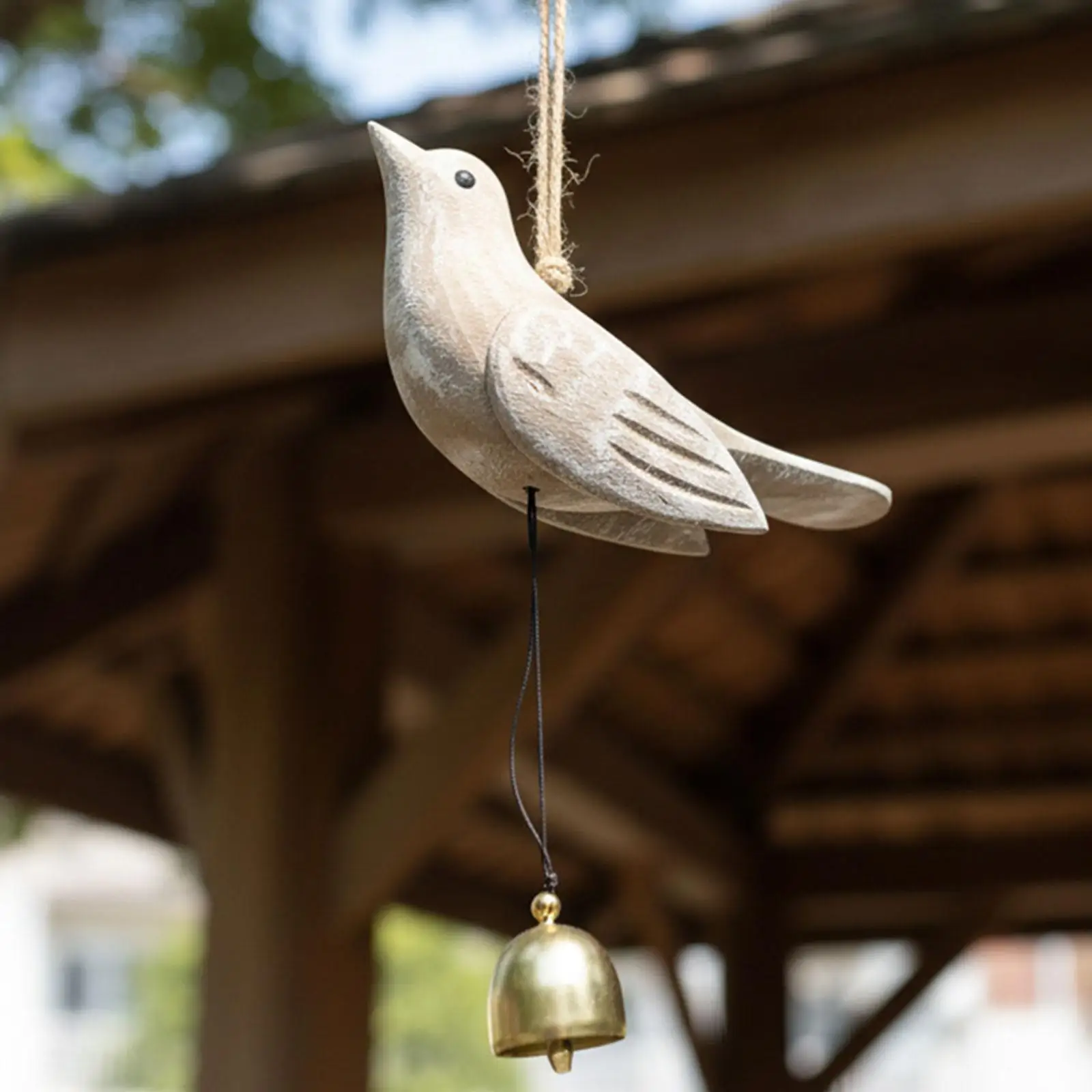 Hanging Iron Bird Shape Wind Bell Gray Windchimes Ornament for Garden Yard Wall Decorations