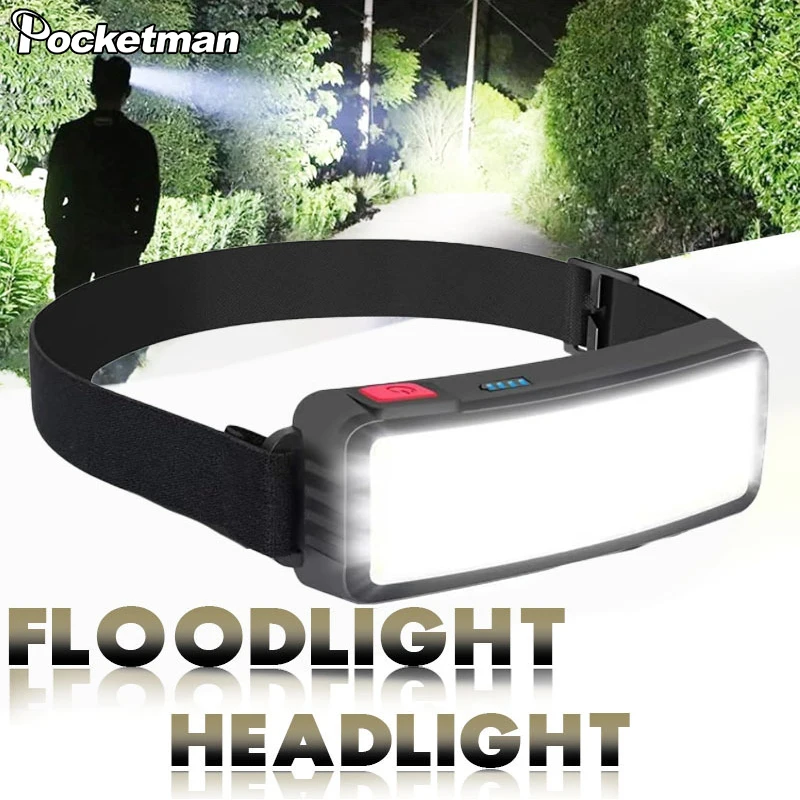 LED COB Headlamp USB Rechargeable 3 Modes Headlight Portable Reading/Work Floodlight Head Lamp with Adjustable Head Strap