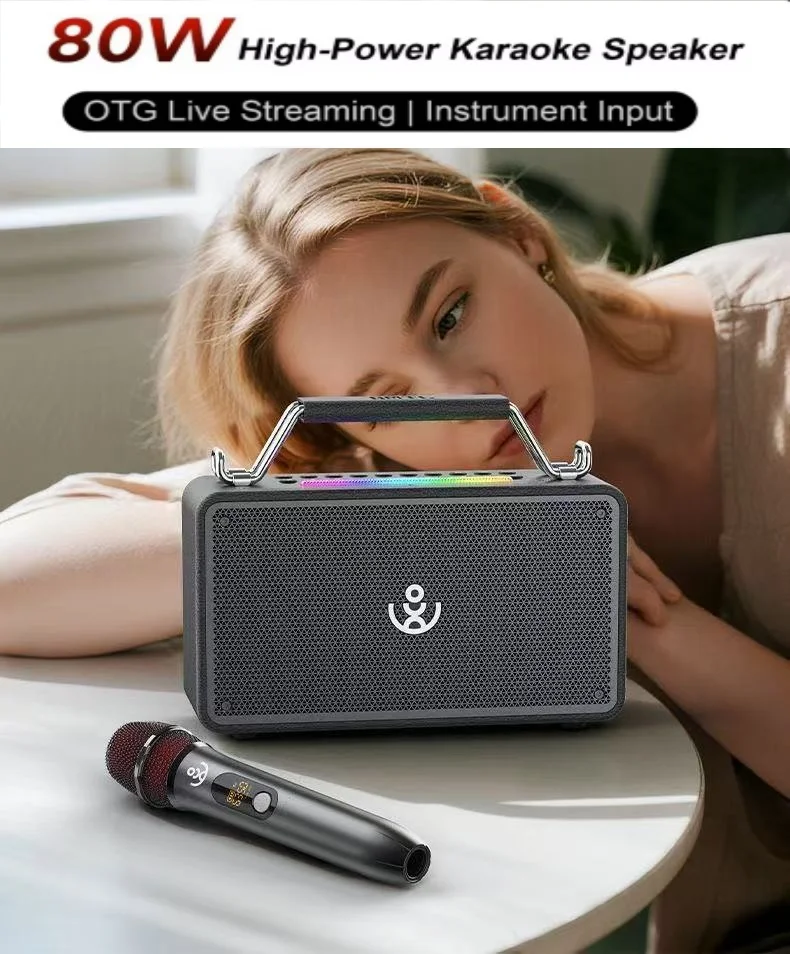 Altavoz Bluetooth Portátil Xdobo Bold Mini de 80W de Alta Potencia, para Reuniones en Casa, Campamentos al Aire Libre, Karaoke, Equipo Todo en Uno, Caixa De Som