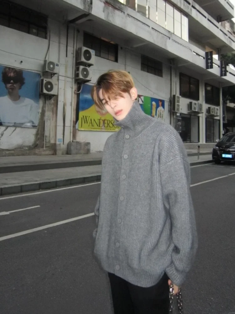 

Мягкий уютный открытый кардиган-свитер для мужчин, осенне-зимний, в корейском стиле, свободный, повседневный, вязаный, премиум-класса, для мальчиков