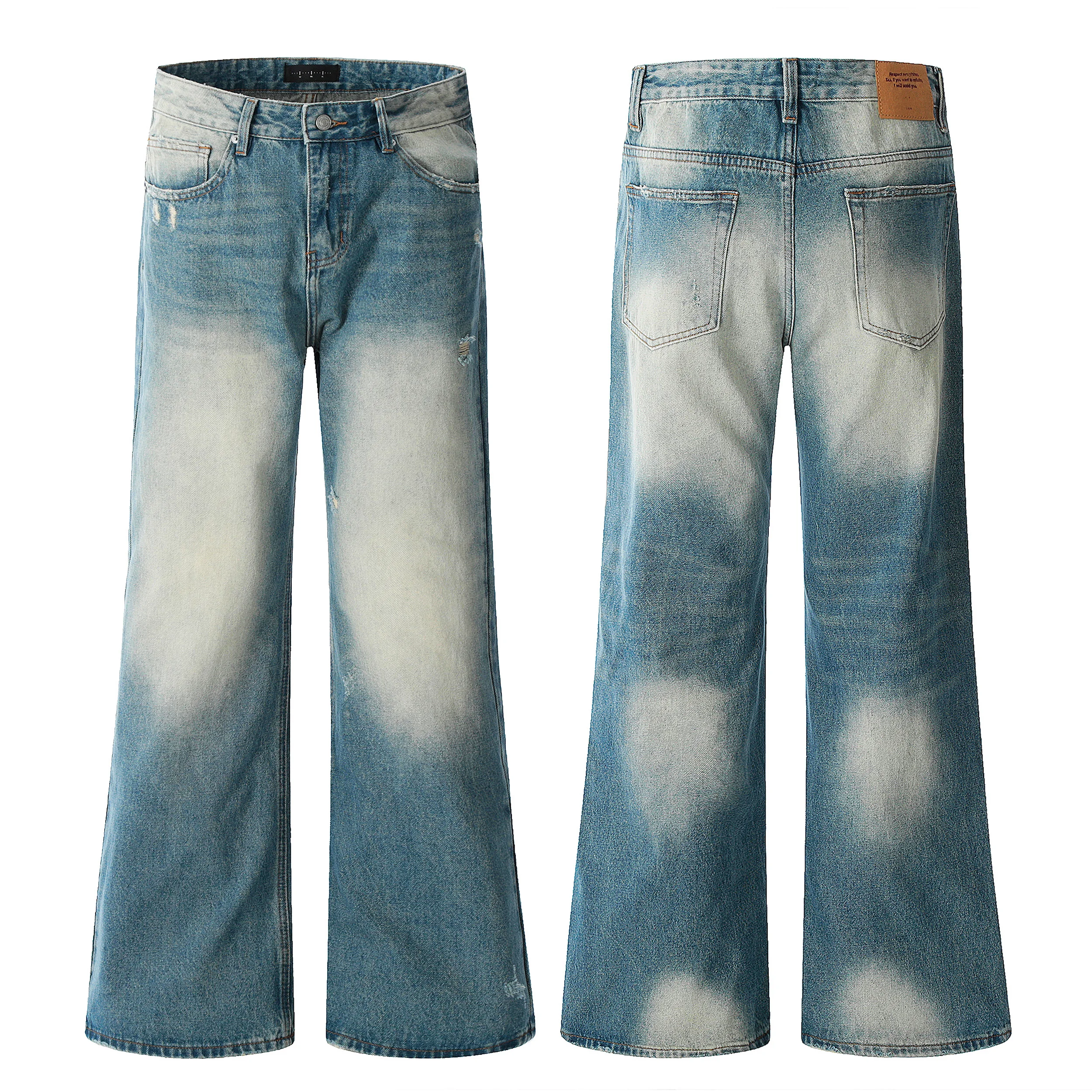 

Brilians2025 American Waed Vintage Jeans Men Women Loose Straight Wide Leg Floor Length Couples Long Pants High Waist Zippe...