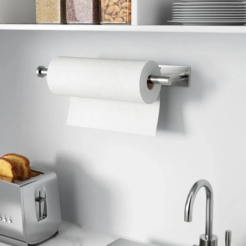Paper Towel Holders Stainless Steel Roll Holder Paper Towels Self-Adhesive Under Cabinet for Kitchen Storage and Organization
