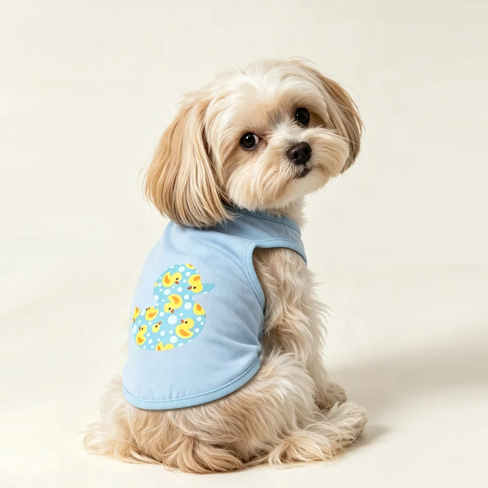 Summer Thin Cotton Dog Sleeveless Vest Cute Duck Pet Cooling Tank Top For Small Medium Dogs Maltese Bichon Teddy Daily Clothes
