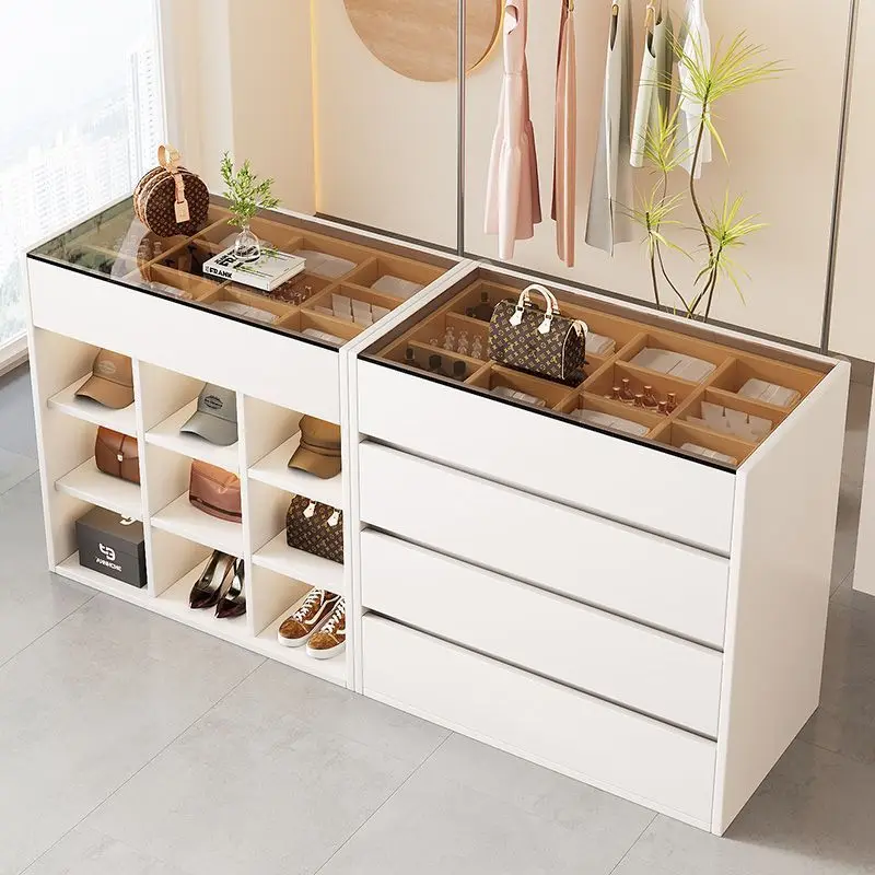 Clothing Store Display Desk Jewelry Nakajima Flowing Water Display Cabinet Small Store Tempered Glass Multi-layer Display Table