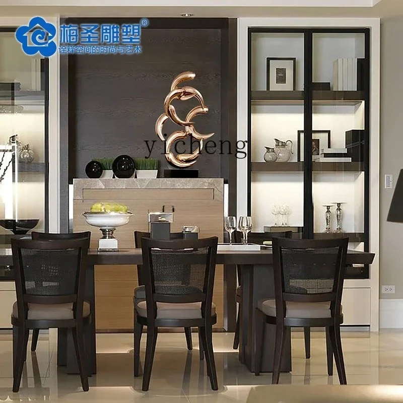 YY--   metal sculpture soft hotel home living room entrance artwork decoration stainless steel floor ornament