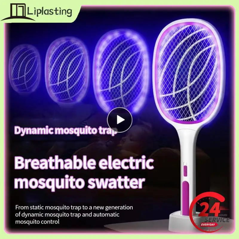 

IN 1 Electric Flies Swatter Killer with UV Light Fly Zapper Racket Rechargeable Mosquito Racket Anti Bug Zapper