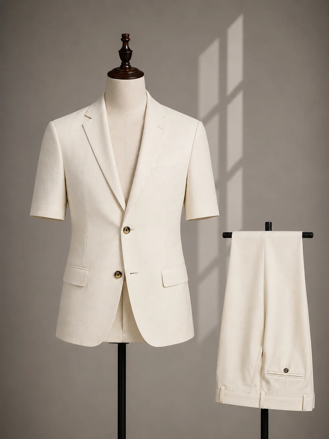 

2026 New Summer Satin Men Suits Notched Lapel Single Breasted Solid Terno Masculino 2 Pieces Linen Ivory Lazer Set Customized