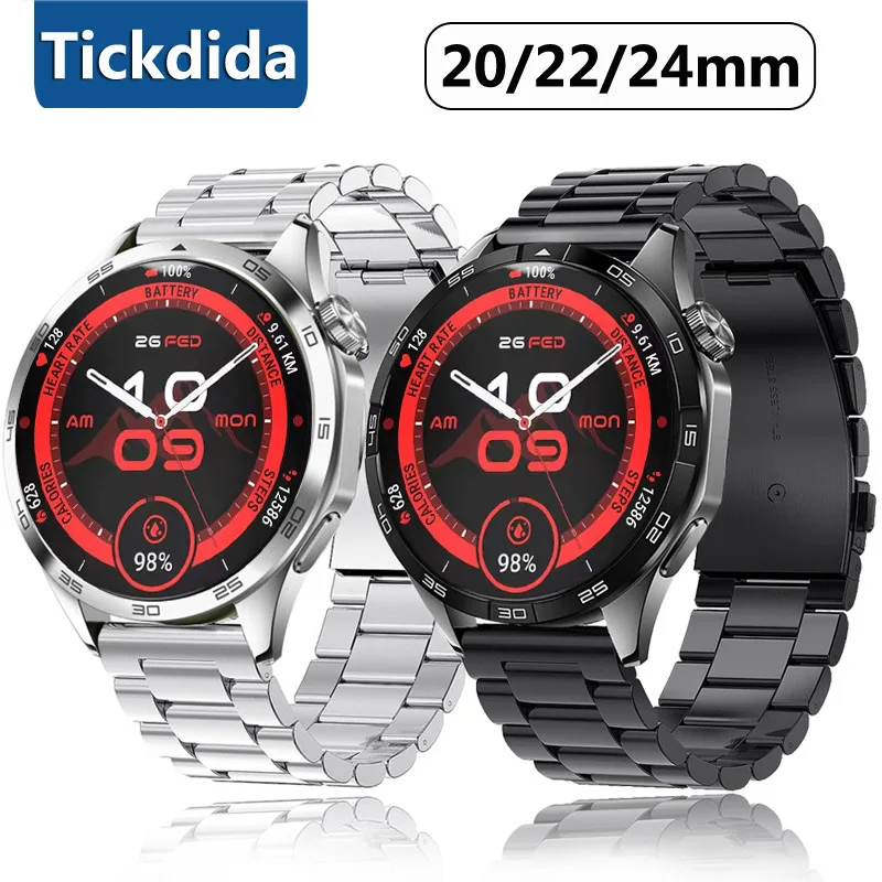 24/22/20 مللي متر حزام معدني لـ TicWatch Atlas Pro 5 Smartwatch سوار فولاذي غير قابل للصدأ لساعة North Edge Active Correa معصمه