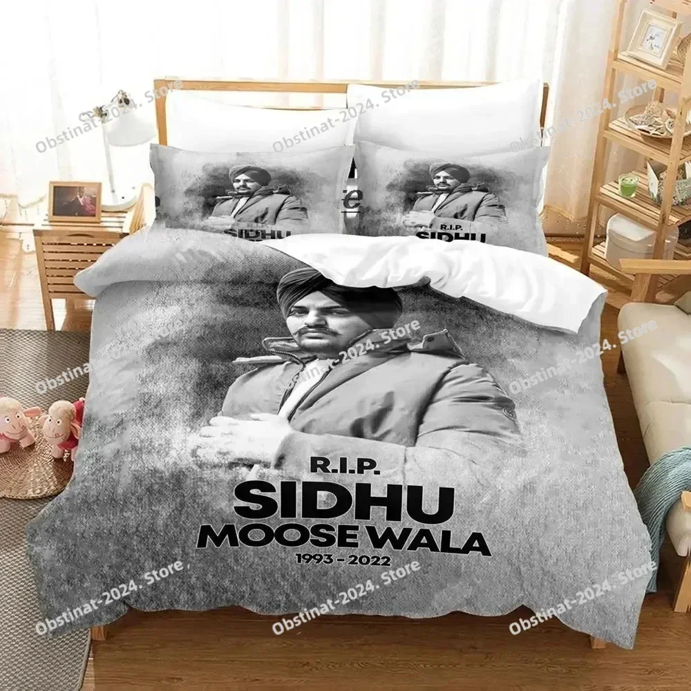 Sidhu Moosewala RIP 3D Printing Comforter Bedding Set,Duvet Cover Bed Set Quilt Cover Pillowcase,King Queen Size Bedding Set Kid