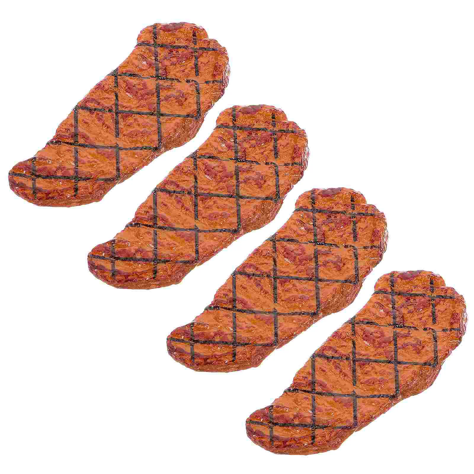 

4 Pcs Burger Mini Steak Fake Adornments Decorations Meat Child Artificial Food Props Roast