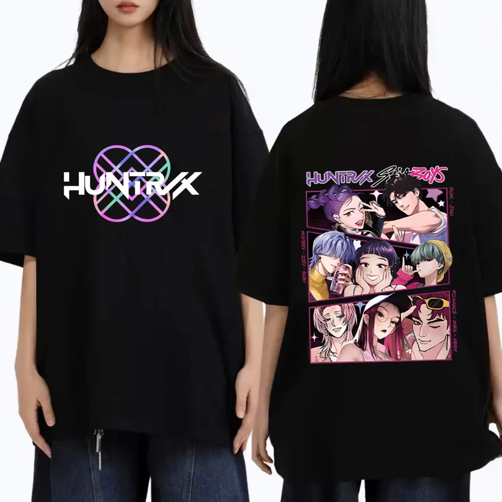 

Movie KPop Demon Hunters Rumi Mira Zoey and Saja Boys Graphic T-shirt Men Women Cartoon Fashion Trend Tshirt Male Casual Tees