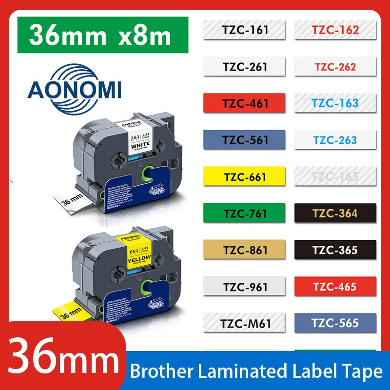 

Aonomi, 1 шт., 36 мм, ламинированная лента для этикеток TZe-261, совместимая с Brother Ptouch TZe TZ, лента TZe261 TZ-261, для Brother Ptouch Labe