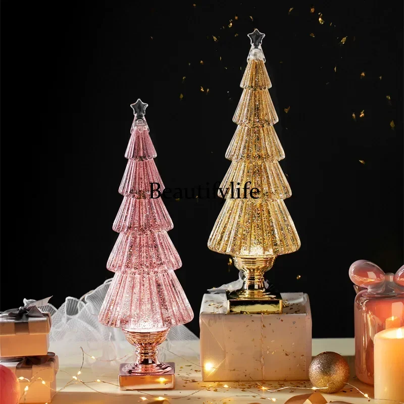 Glowing Christmas Tree Christmas Supplies Ornament Snow Crystal Ball Music Box Girls Modern Children Gifts Home Decorations