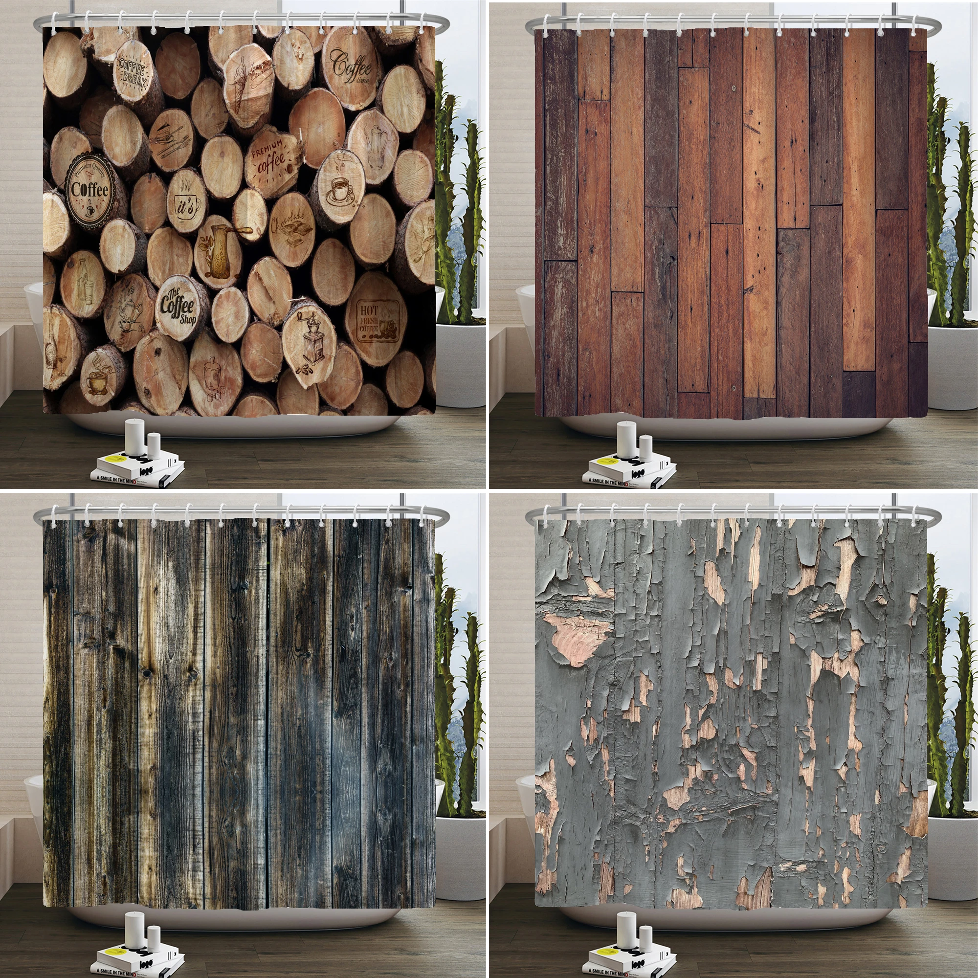 

Занавеска для душа в стиле ретро с деревянной доской, деревенские деревянные доски, занавеска для душа с принтом, занавеска для домашнего декора для ванной комнаты