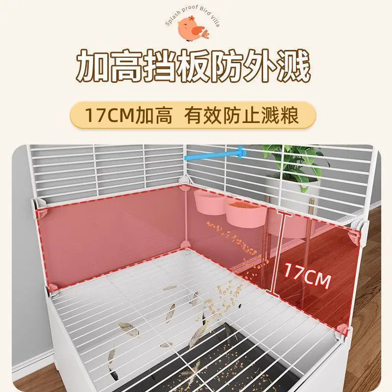 */*Bird Cage, Parrot Cage, Tiger Skin Xuanfeng Large Luxury Villa, Small Sun Splash-proof Bird Cage Household