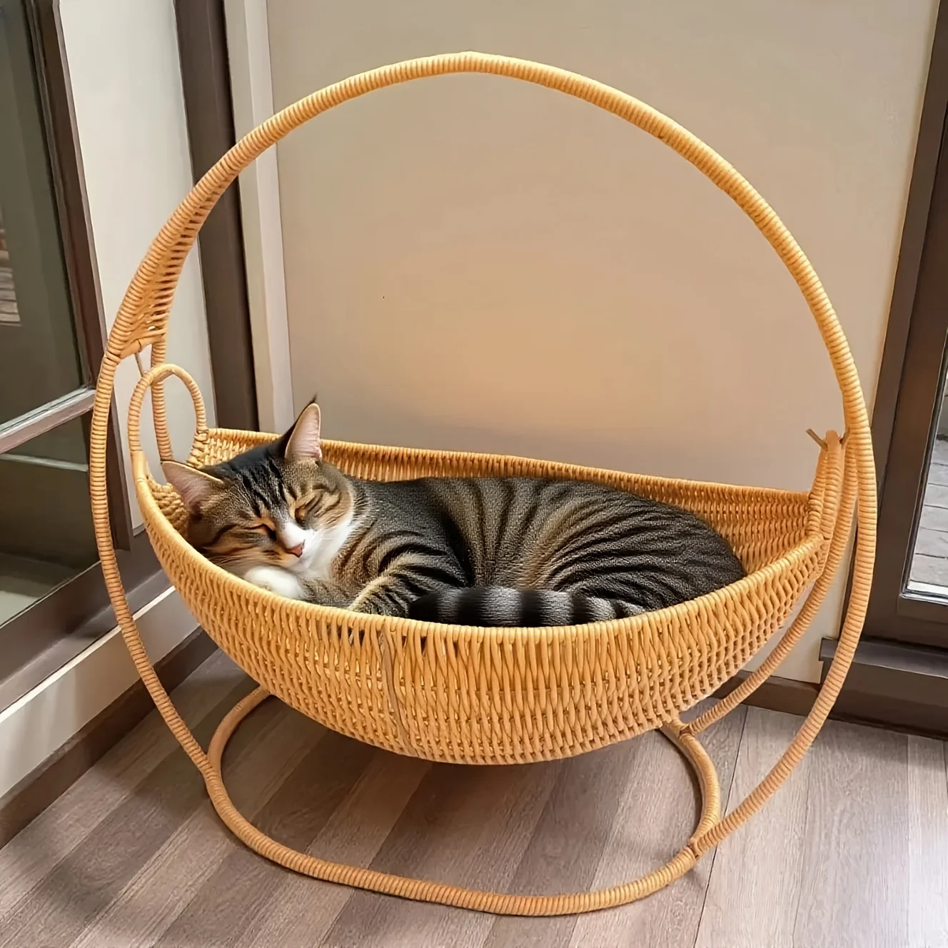 

Large Handwoven Household Cat Hammock, Easy to Assemble, Hand-knitted Basket Bed, Swing Bed, Sleeping Bed