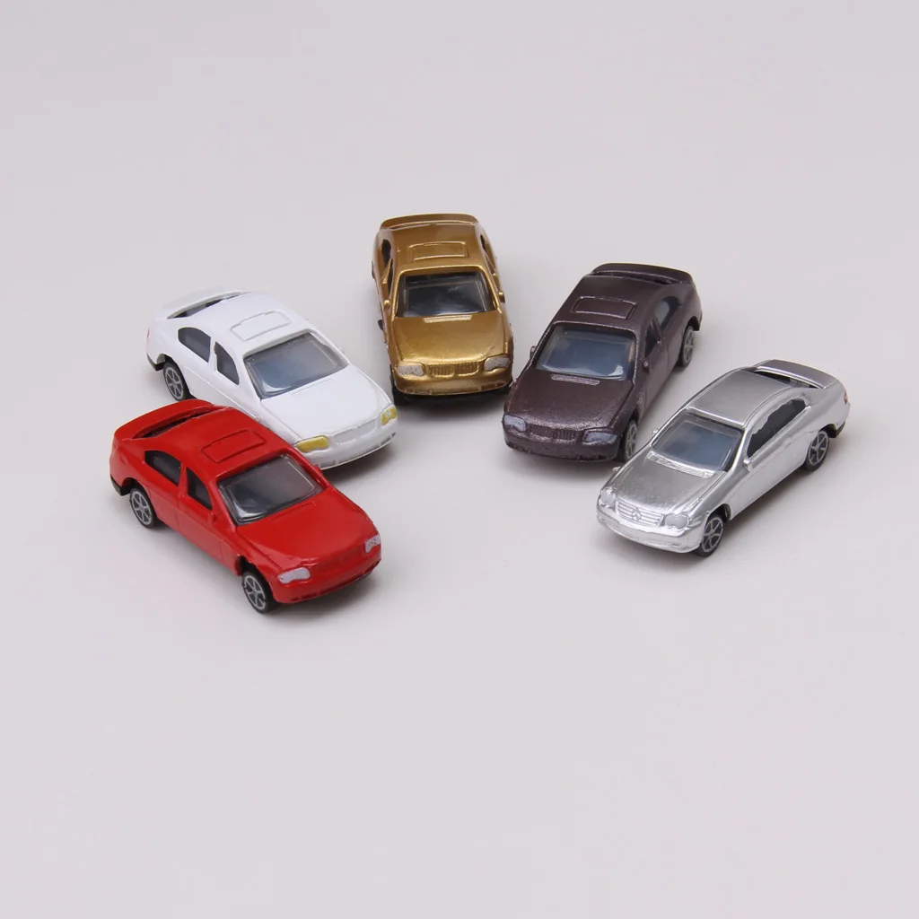 Carros plásticos para o trem modelo, arquitetura DIY acessórios, pacote de 100, 1:100