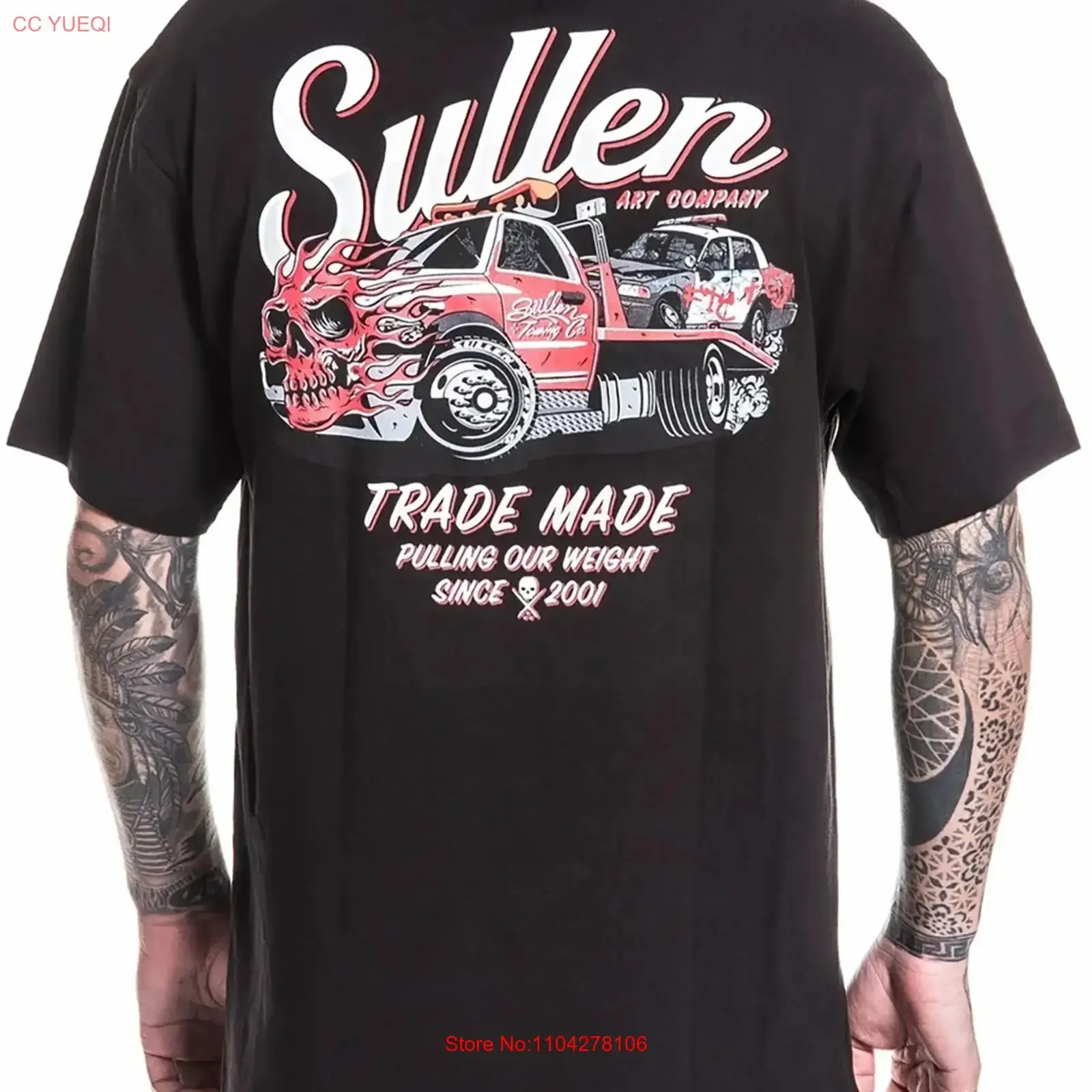 Sullen Men's Pulling Weight  Standard T shirt Tattoo Trade Made vintage Washed Stylish graphic Stretched Breathable Slightly