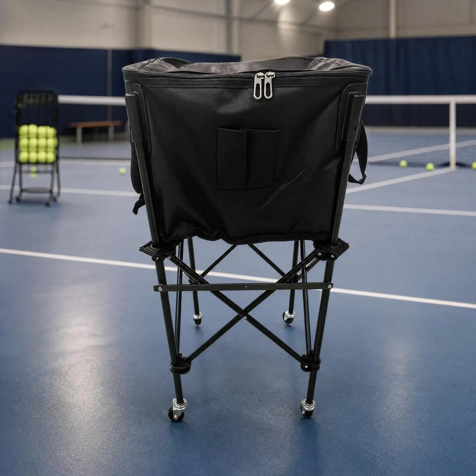 Ball Cart Zippered Portable Tennis Training Cart Wheeled Tennis Equipment Organizer
