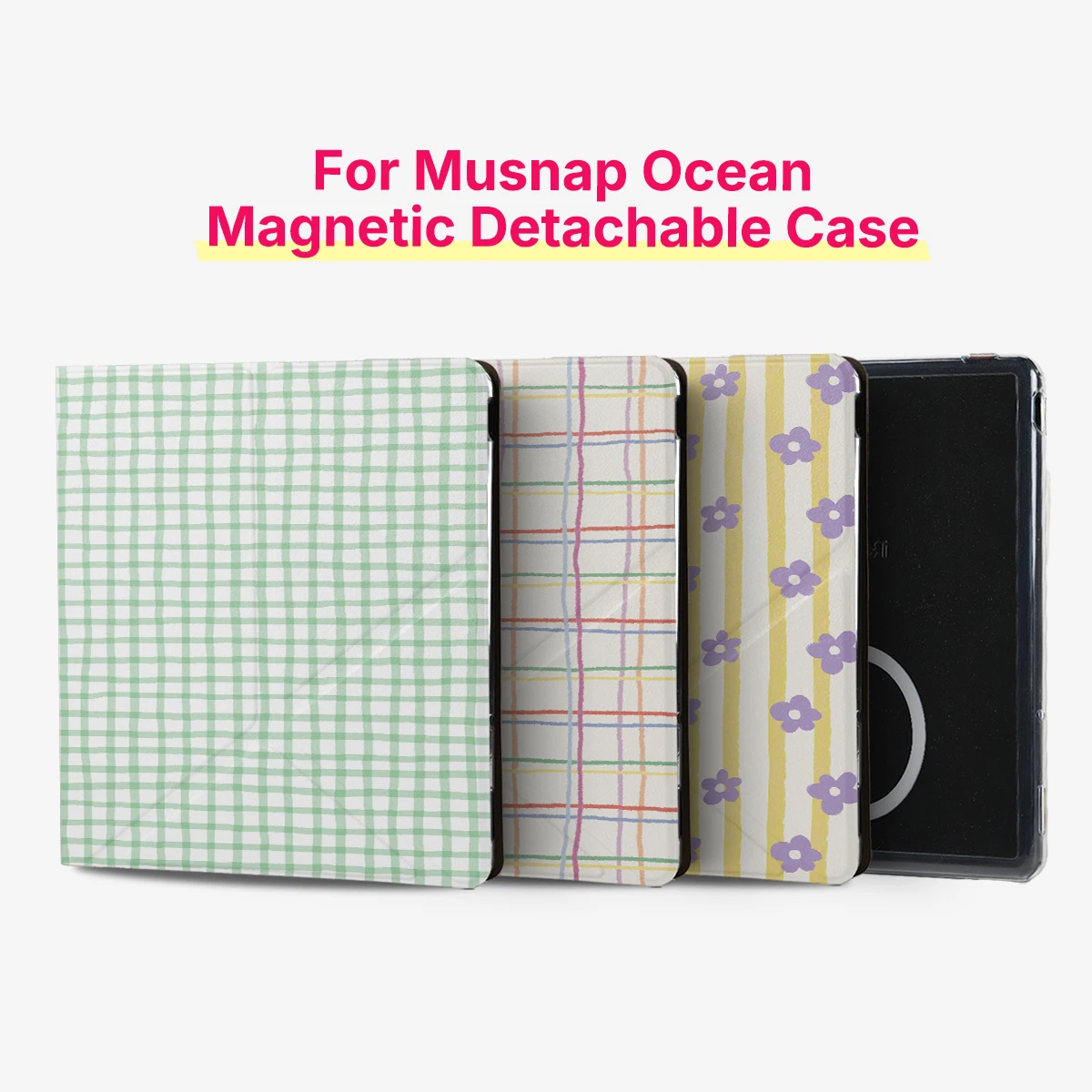 Murmole Floral Grid Magnetic Case suit for Musnap Ocean Oceanc iReader Ocean5pro 7 Inch Detachable Stand Acrylic Slim Cover