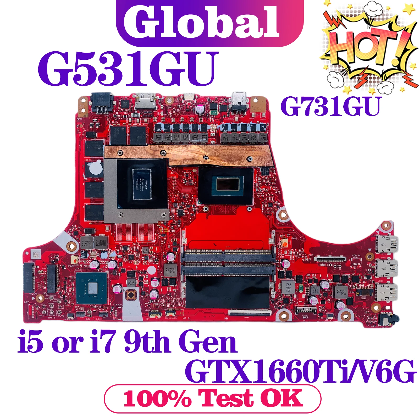 Imagem -03 - Placa-mãe Portátil para Asus S5d S7d G531gw G731gw G531gv G731gv G531gu G731gu G531gd G731g G531g i5 i7 9th Gen V6g V8g