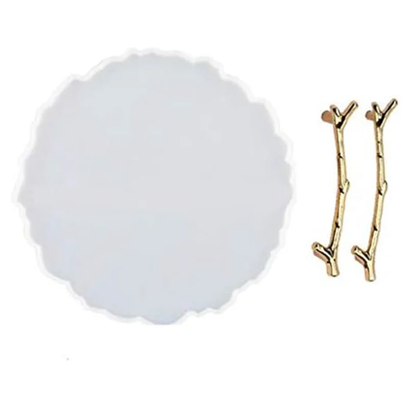 

A64Z Набор из эпоксидной смолы, 10-дюймовая тарелка с фруктами, неправильная круглая для начинающих, с 2 золотыми ручками