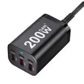 USB C Snel 200W 6-poorts opladen Snelle GaN-oplader Voedingsadapter voor iPhone 14/13/12-serie, Samsung Galaxy S23/S22/S21