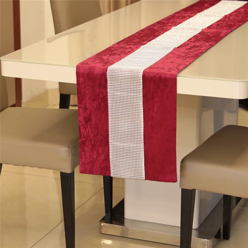 Simple Modern Style Solid Color Bright Diamond Table Runner Living Room Tea Table TV Cabinet Cover Towel Home Decor Table Runner