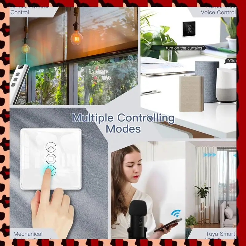 

A72P Tuya Wi-Fi RF433 2,5D дуговой переключатель для штор, стеклянная сенсорная панель для рулонных жалюзи, переключатель умного приложения, беспроводное Alexa