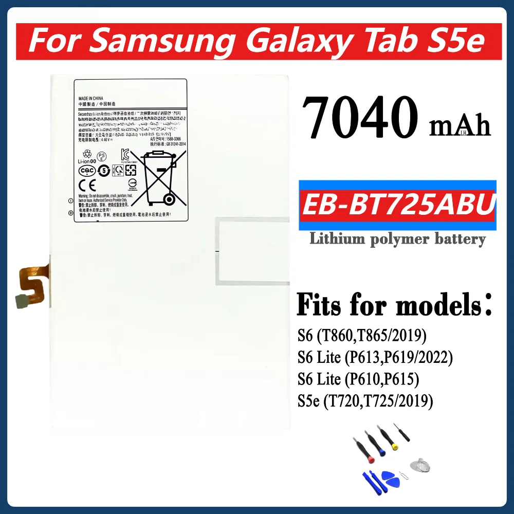 New 7040mAh EB-BT725ABU Replacement Tablet Battery for Samsung Galaxy Tab S5e T725C T720 SM-T720 SM-T725 +Tools