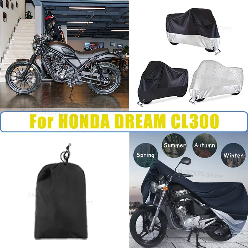 210D Oxford Motorcycle Cover Waterproof All Season UV Protection For HONDA DREAM CL300 Anti-Tear Windproof Motorbike Cover