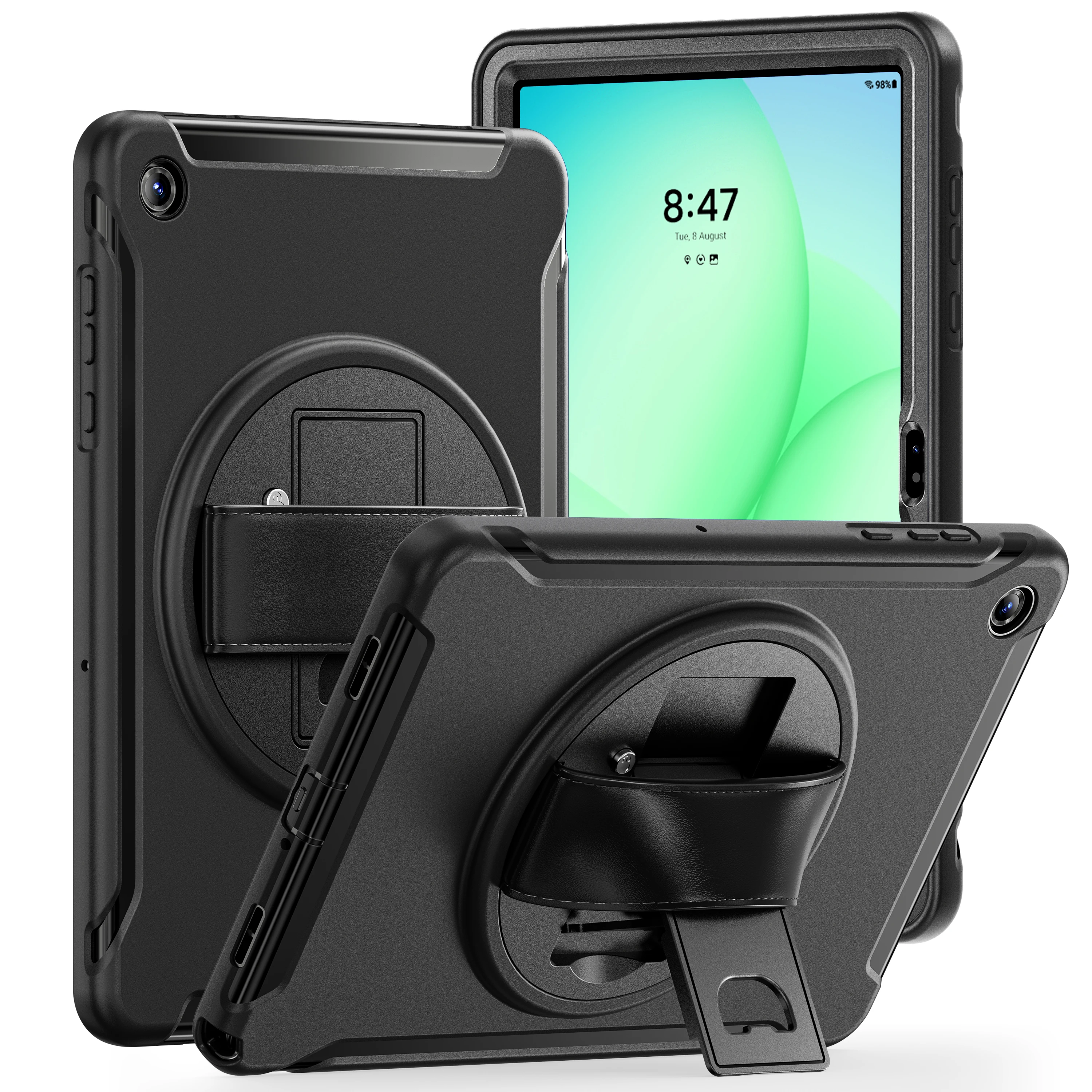 For Samsung Galaxy Tab A11 + Case,SM-X230/X233/X235/X236B/X310Shockproof Tablet Cover with Kickstand, Hand Strap, Stylus Holder