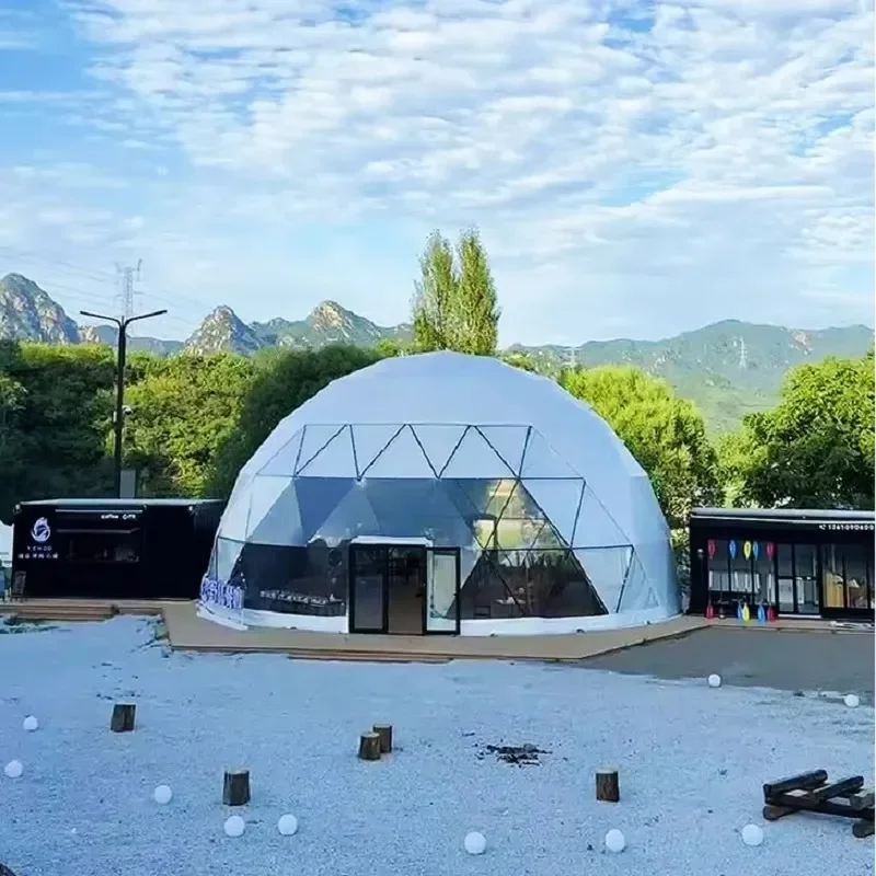 YYD YH-0004 6m Spherical Glamping Tent 5000mm Waterproof PVC Double Insulated Steel Frame All-Season 6-8 Person Star-View