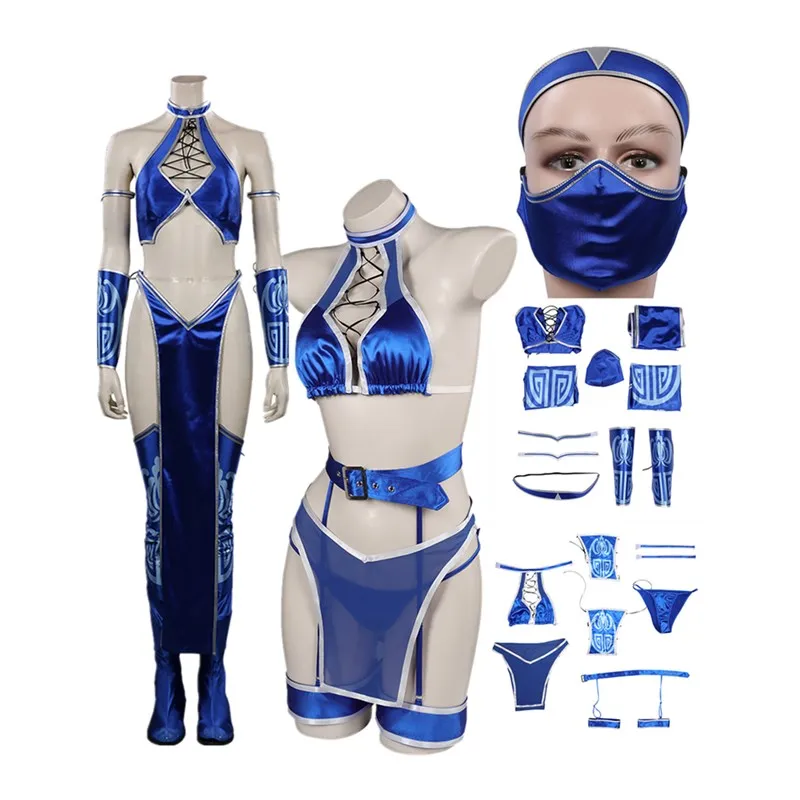 Costume de Cosplay FantrenforKombat pour Femme, Lingerie Adulte, Haut et Short Sexy, Tenue d'Halloween, ixde Carnaval, Trempé