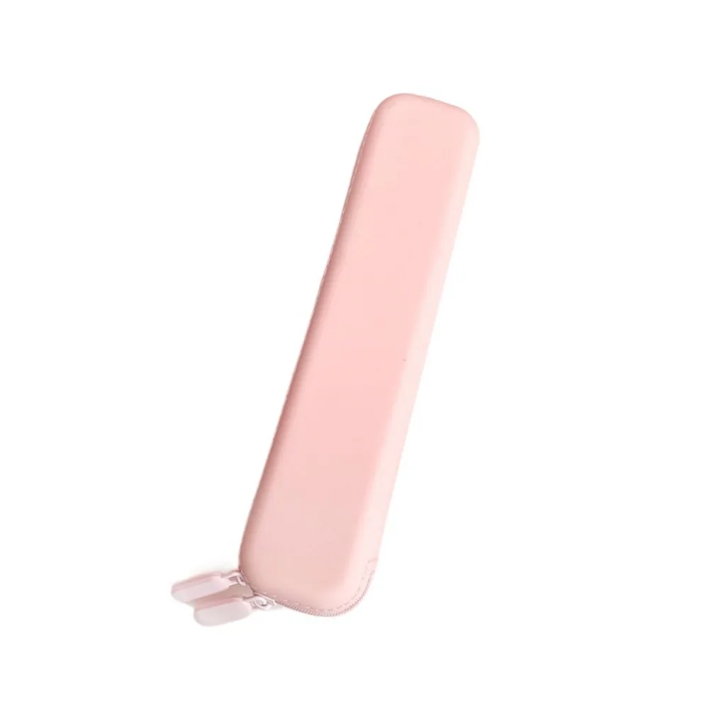 Durable Solid Color Silicone Pencil Case Multifunctional Zipper Pen Bag Macaron Soft Stationery Storage Bag Friends