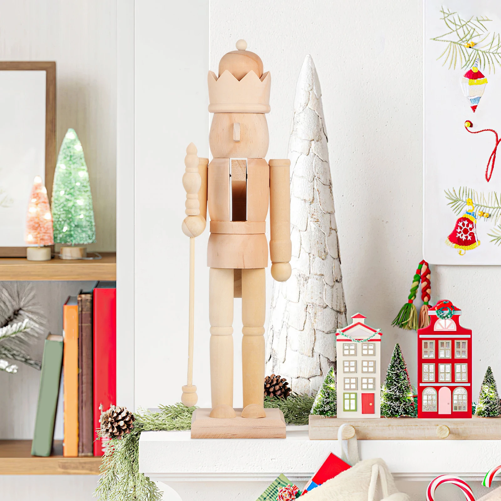 Blank Wooden Nutcracker DIY Nutcracker Puppet Soldier Desktop Ornament Freehand Doodle Nutcracker Statue Craft Decoration