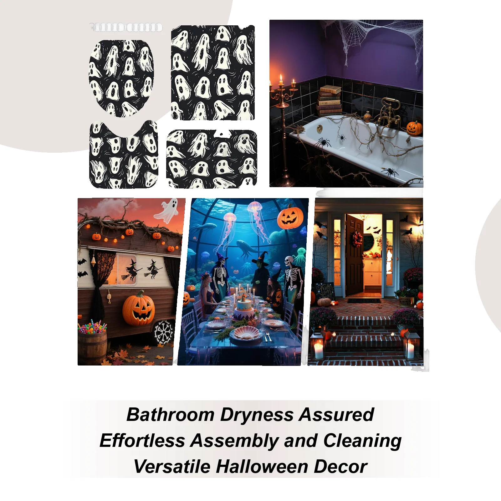 

Занавески для душа на Хэллоуин для ванной комнаты, водонепроницаемые занавески с призраками для ванной комнаты, можно стирать в машине, страшное украшение на Хэллоуин