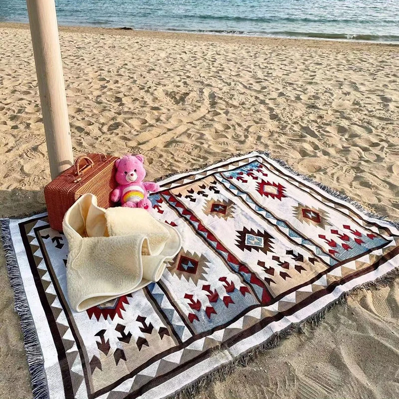 Plaid Blankets Bohemian Throw Blanket Camping For Bed Sofa Cover Indian Towel Picnic Travel Mat Bedspread Rug Outdoor Tapestry