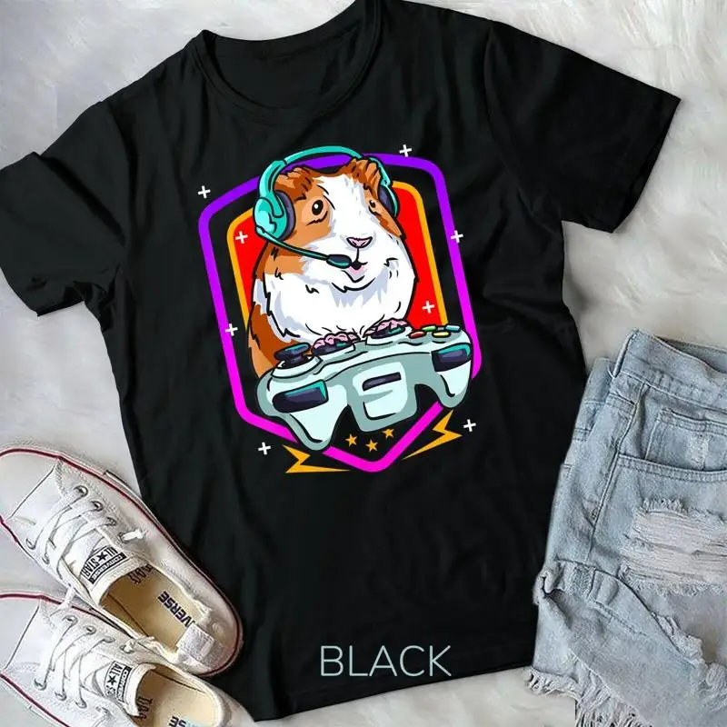 

Funny Guinea Pig Gaming Gamer Hamster Furry Potato Hamsters Unisex T shirt