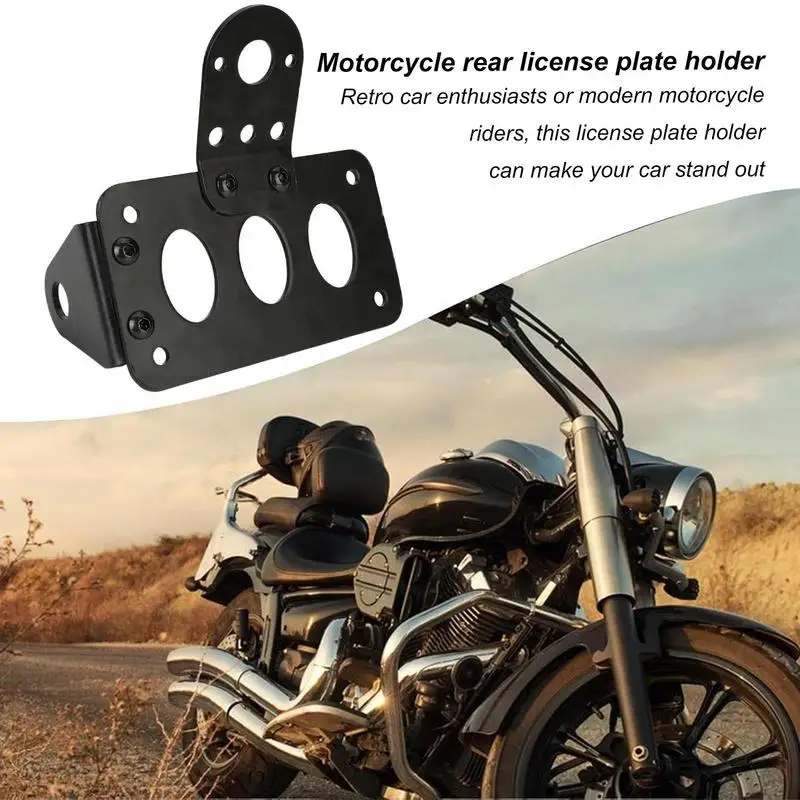 Motorcycle Plate Bracket Weather Proof Plate Tail Light Mount Rear Bracket Frame Sturdy Alloy Vintage Tag Bracket For Most