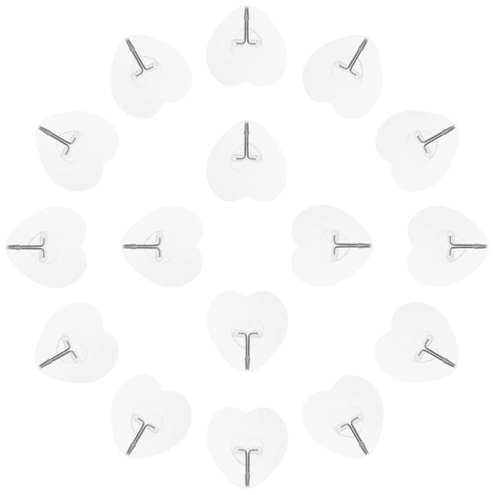 20Pcs Thickened Heart Shaped Clear Adhesive Hooks Strong Nailfree Wall Mount Hooks for Kitchen Bathroom Ceiling Picture Towel